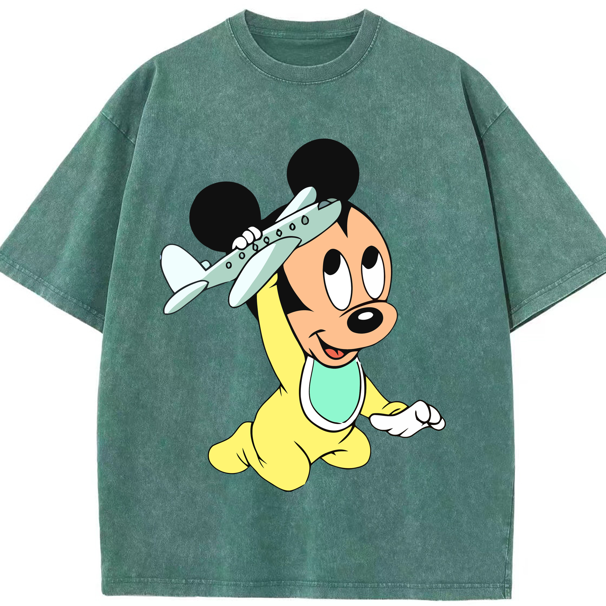 （画像用） ミッキーマウス Mickey Mouse 綿100% ヴィンテージ風 半袖Tシャツ（フロントプリント）
